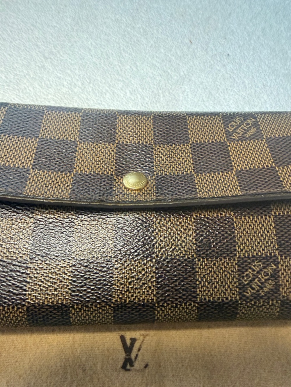 Louis Vuitton Sarah Wallet Damier Ebene Canvas Brown Long Envelope Flap - Picture 2 of 16